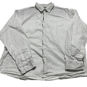 Monument Shirt Men Size 2X Blue White Floral Long Sleeve Button Up 100% Cotton